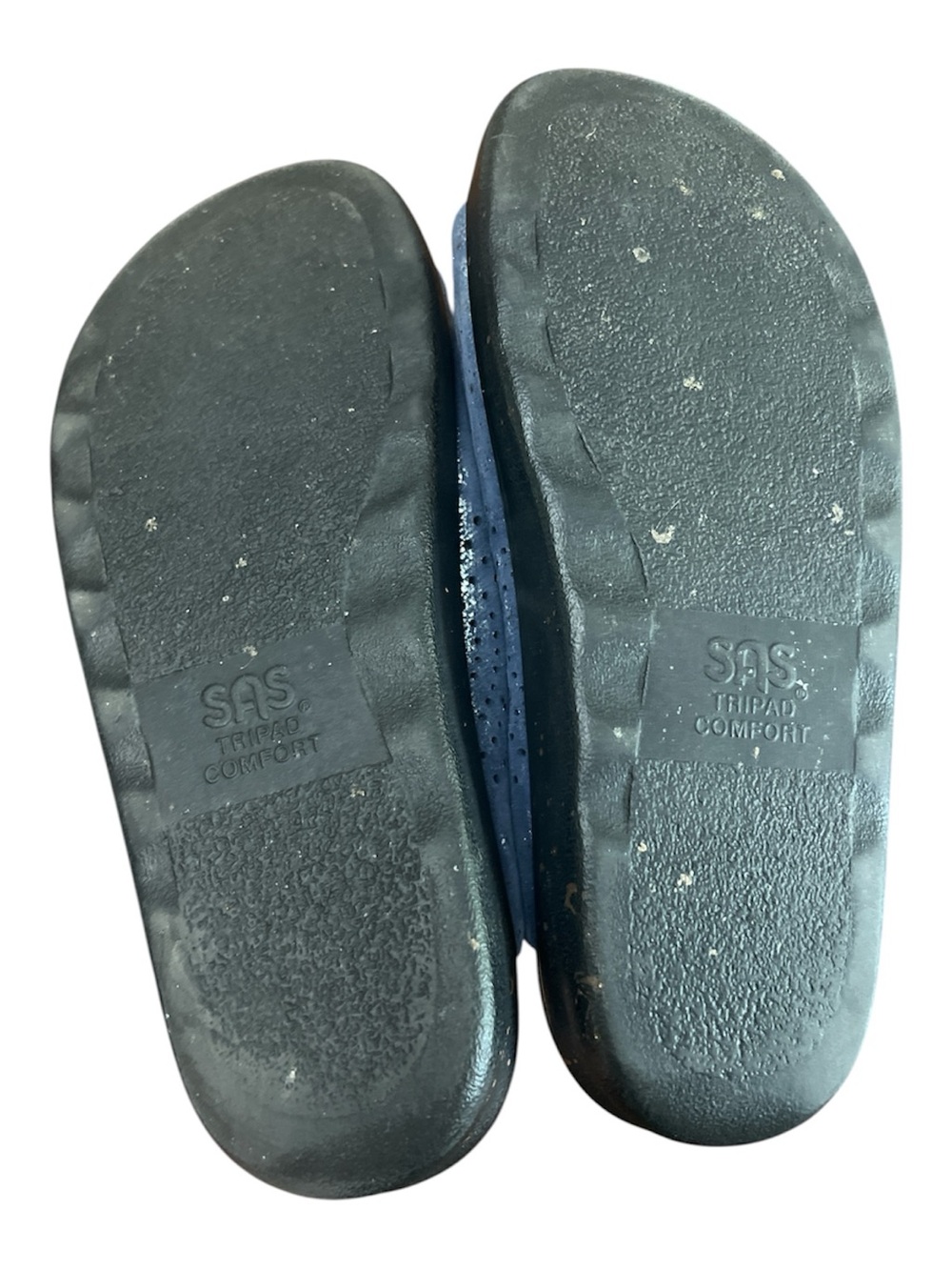 SAS Cozy Slide Sandals 8.5 Metallic Blue Silver Comfort Adjustable Leather Slide - Picture 5 of 6